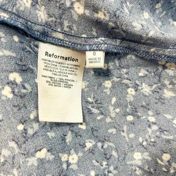 NWOT Reformation Crimini Blue Floral Midi Dress Slit Hem Women’s Size 0 - Picture 9 of 9